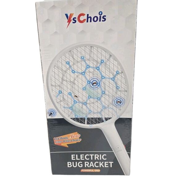 YsChois Electric Fly Swatter Bug Zapper Mosquito Zapper Racket White NEW In Box - Picture 2 of 11